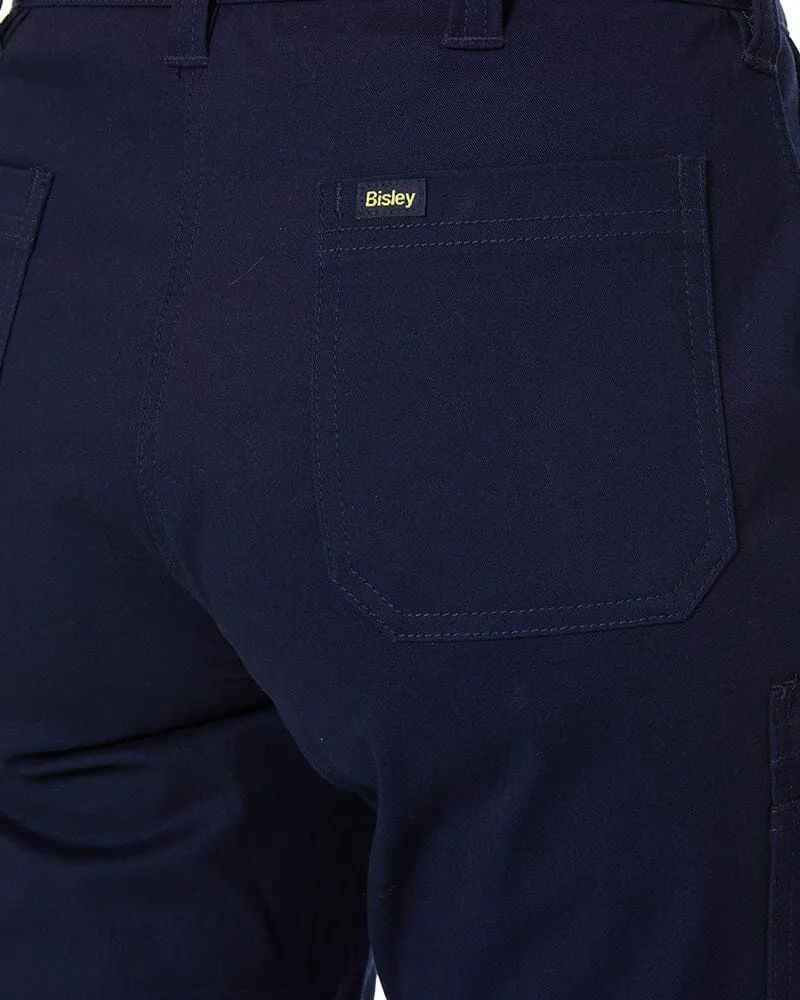 Womens Taped Stretch Cotton Drill Cargo Pants - Navy