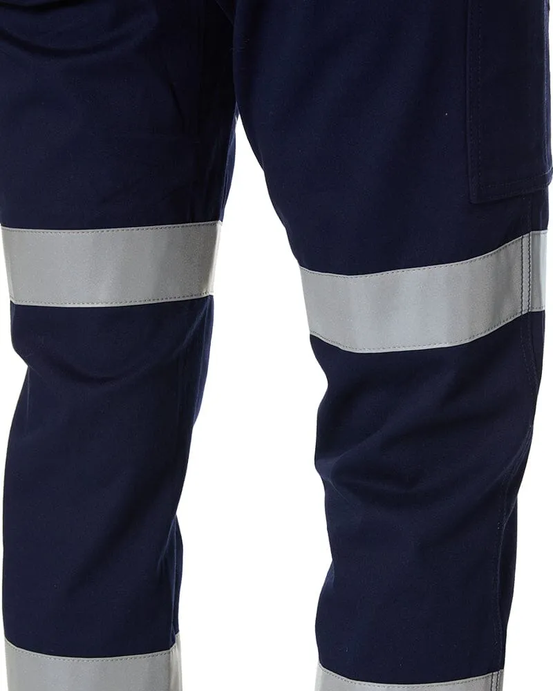 Womens Taped Stretch Cotton Drill Cargo Pants - Navy