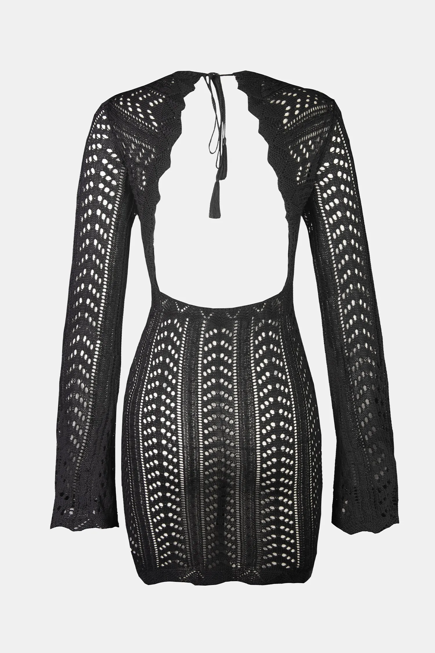 X STASSIE Paradise Crochet Backless Cover-Up Dress